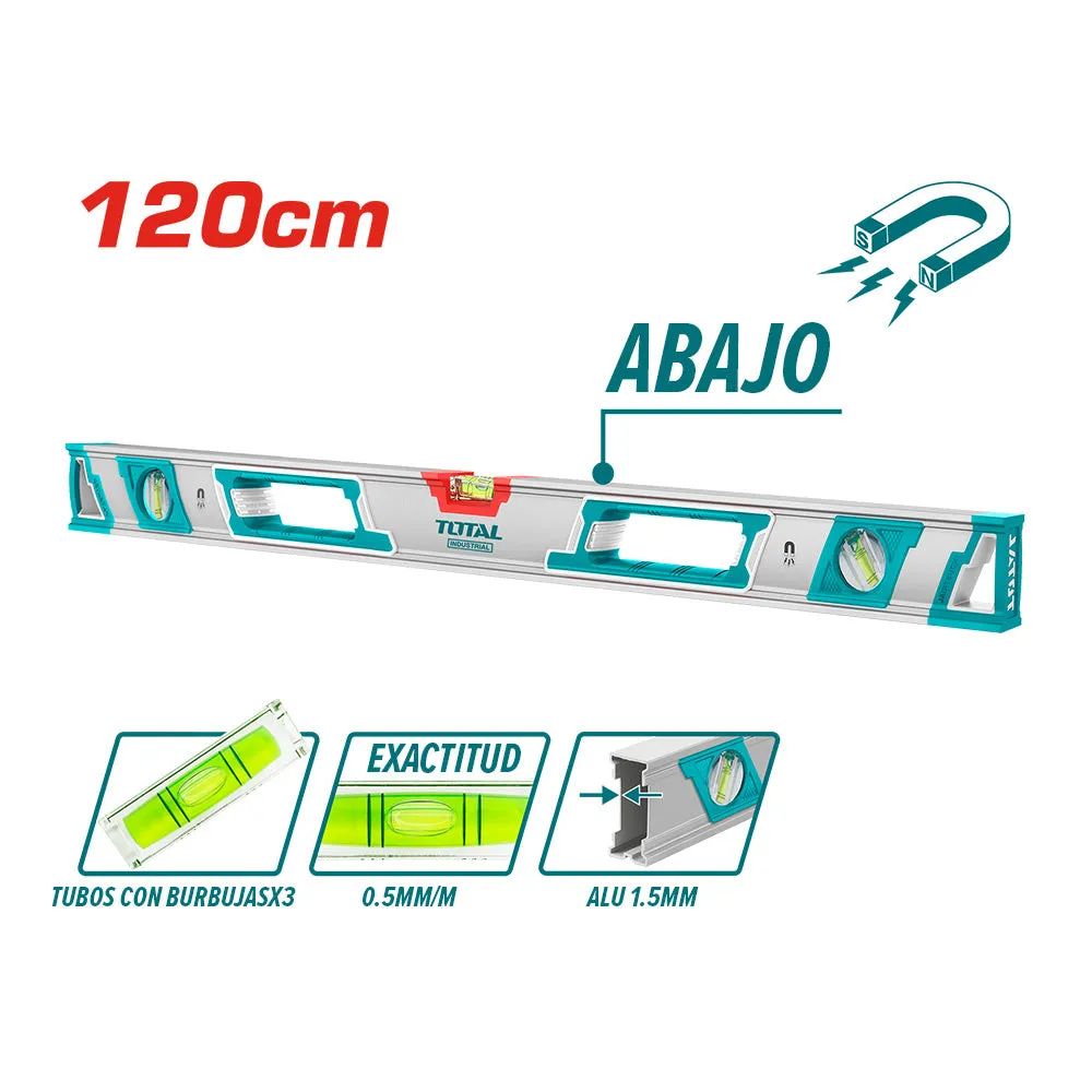 Nivel Magnético de Aluminio 120cm con 2 Imanes Potentes